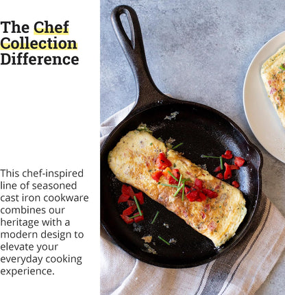 8" Cast Iron Skillet - Chef Collection - Perfect Sear - Ergonomic Handles - Superior Heat Retention - Cast Iron Cookware & Skillet5
