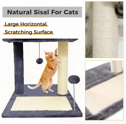 Cat Scratching Post, 19.69" H(50Cm) Cat Tree with Cat Bed, Scratching Posts for Indoor Cats with Two Plush Balls Toy, Small Cat Tree for Kittens/Cats Playing and Relaxing (20 in Grey Cat Tree)6