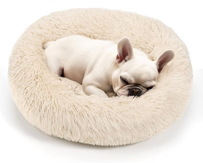 Hoewina Dog & Cat Bed for Indoor Cats, 20In Calming Donut Bed for Puppy and Kitten, Washable round Fluffy Pet Bed for Small Medium Dogs and Cats (Light Grey)11