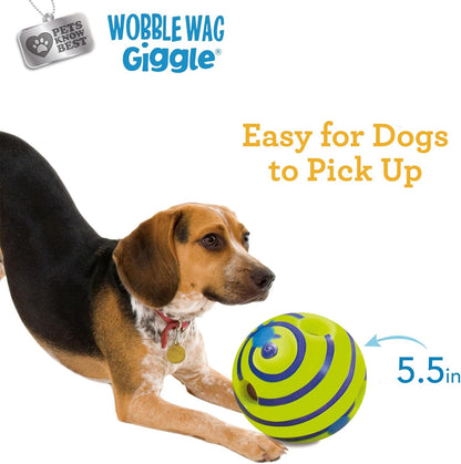 Wobble Wag Giggle Ball, Interactive Dog Toy, Fun Giggle Sounds When Rolled or Shaken, Pets Know Best, as Seen on TV6