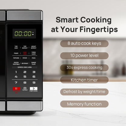 Microwave Countertop Ovens 1000 Watt, Black Small Microwave 1.1 Cu Ft, Large Microwave Digital 6 Auto Cooking, Eco Mode, Child Lock, 10 Power Level, Led Display, Easy Clean, Memory Function4