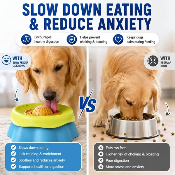 Slow Feeder Dog Bowl with Rolling Ball - 2-In-1 Silicone Dog Lick Bowl for Liquid Treats, Anti-Slip Interactive Licking Toy for Small Medium Large Dogs Cats, Food-Grade Easy Clean (Blue+Yellow)3