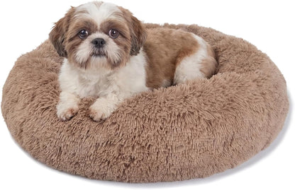 Small Calming Dogs Bed for Small Dogs Anti-Anxiety Machine Washable Fluffy Luxury Anti-Slip Waterproof Mute Base Warming Cozy Soft Pet Puppy round Bed11