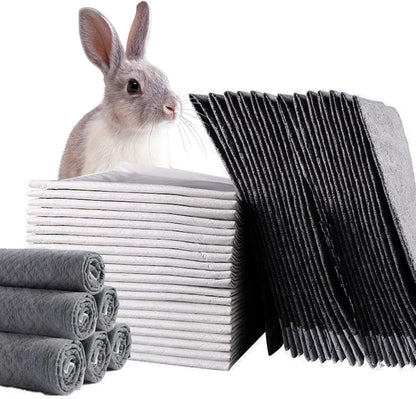 PINVNBY Rabbit Pee Pads,100 Pieces Disposable Cage Liners Black Carbon Super Absorbent Odor-Control,Bunny Potty Training Pad with Quick-Dry Surface for Cat Puppy Kitten Hamsters Chinchillas1