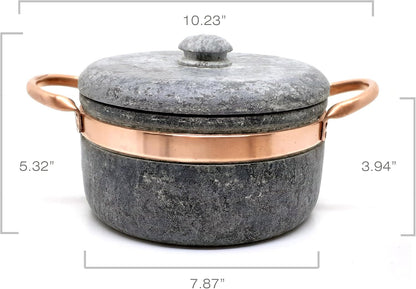 Soapstone 2.4 Qt Dutch Oven with Copper Handles by  | Handcrafted from a Block of Pure Soapstone | Non-Toxic and Non-Stick | Unique, Durable and Eco-Friendly6
