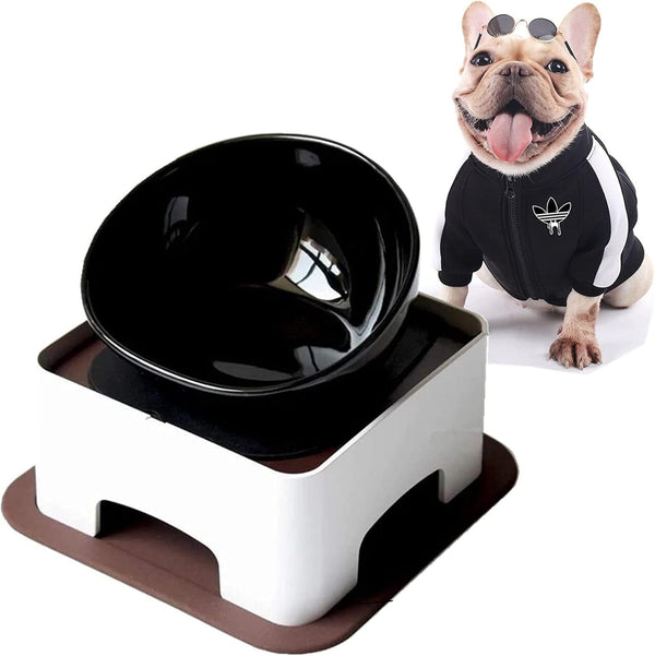 Bulldog Bowl Anti-Slip Dog Cat Dish Detachable Rubber Dog Bowl Pet Sterile Tilted Pet Feeder Slope Base ，Pink：2 Cups16