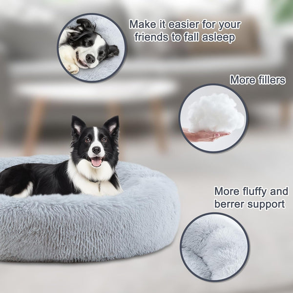 ELSKER&HOME 39'' Donut Dog Bed, Calming Dog Bed for Large Sized Dog | Washable, Warming Soft, for Large Dogs, Anti-Anxiety Fluffy Plush Cushion, Fits up to 120 Lbs Pets4