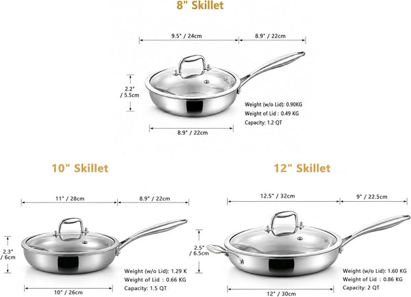 Stainless Steel Cookware Set, Full 5-Ply, 6-Piece | Full-Clad 3Mm 18/10 Stainless Steel, Glass Lids & Steamer, Induction Compatible, Oven Safe up to 800°F9