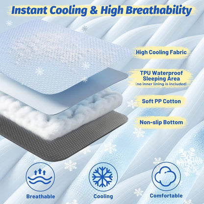 WATANIYA PET Cooling Dog Bed, Washable Cooling Mat for Large Dogs with Removable Cover, Self Cooling Couch Cover for Dog, Non-Slip Dog Couch Bed, 41X37 Inch, Blue4