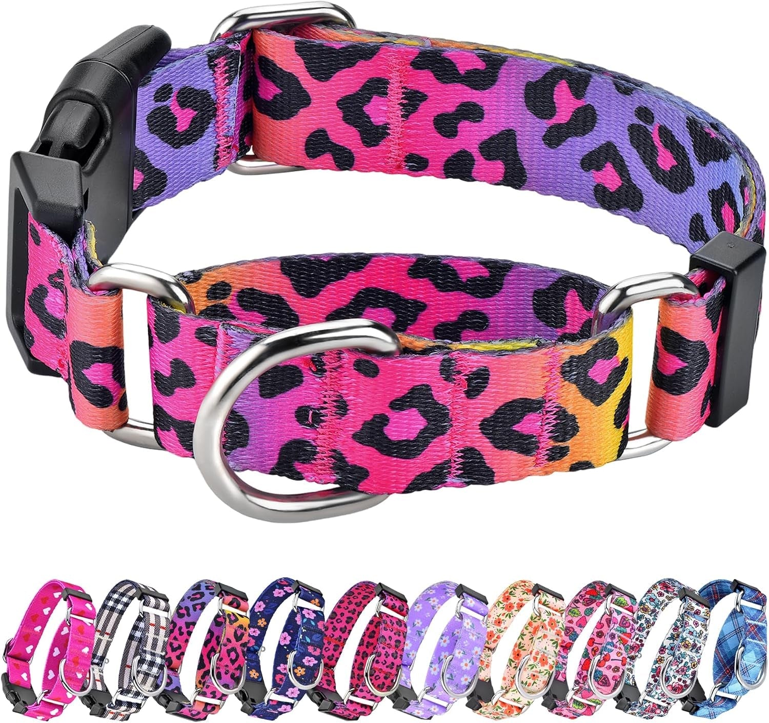 hikiko-martingale-collar-for-dogs-adjustable-soft-nylon-dog-collars-with-cute-patterns-for-small-medium-large-dog-pink-butterfly-medium