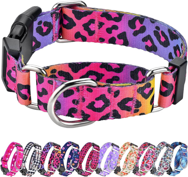 Hikiko Martingale Collar for Dogs Adjustable Soft Nylon Dog Collars with Cute Patterns for Small Medium Large Dog（Pink Butterfly,Medium）7