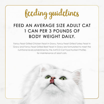 Purina Fancy Feast Grilled Wet Cat Food, Poultry & Beef, 3 Oz Cans, 30-Pack | Variety Pack, Tender Grilled Texture Made with No Artificial Colors or Preservatives, 100 Percent Complete and Balanced10