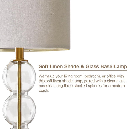25" Glass Table Lamps Set of 2, Gold Modern Table Lamps with USB Ports for Living Room, Linen Shade Bedside Lamps for Bedroom, Nightstand, Side Table (Bulbs Not Included)7