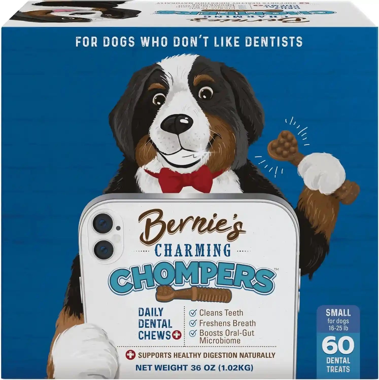 bernies-charming-chompers-dog-dental-chews-gut-support-51-100-lb-24-ct