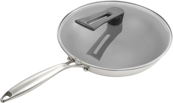 Stainless Steel Honeycomb Wok Pan, Flat Bottom Stir Fry Pan for Induction, Gas1