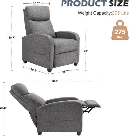 Massage Recliner Chair for Adults, Adjustable Home Theater Seating with Lumbar Support for Living Room, Modern Fabric Reclining for Small Space, Grey3