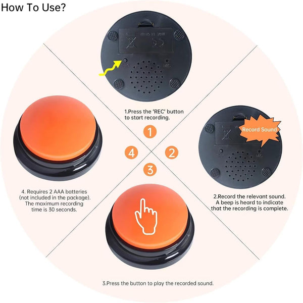 8 Color Voice Recording Button, Dog Buttons for Communication Pet Training Buzzer, 30 Second Record & Playback, Funny Gift for Study Office Home - 8 Color Packs6