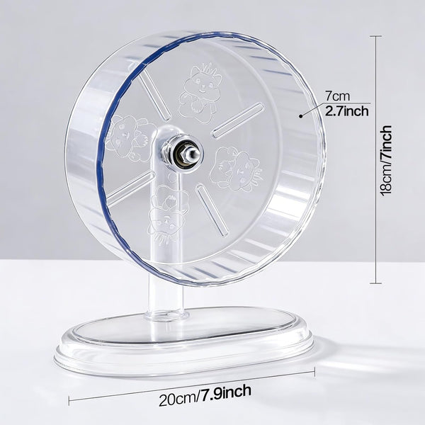 Hamster Exercise Wheel,Super-Silent Small Animals Exercise Wheels,Quiet Hamster Running Wheels with Adjustable Stand for Hamsters,Gerbils,Rats,Other Small Pets(Transparent, 7 Inch)8