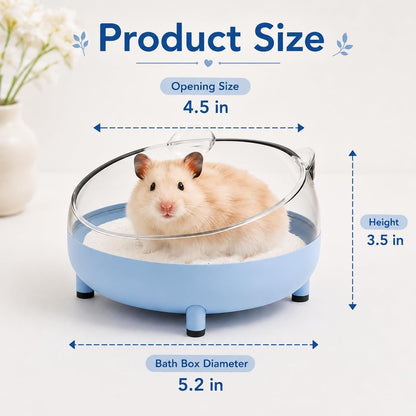 Meow&Woof Hamster Sand Bath Container, Large Sandbox Toilet Gerbil Batheoom, Tiny Chinchilla Dust Bathtub Sand Bath Box for Hamster Cage Accessories 5.2 Inch - Blue2