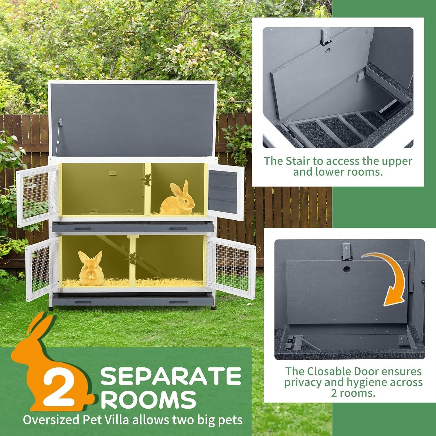 2-story-solid-wood-rabbit-bunny-hutch-with-2-large-main-rooms-indoor-outdoor-rabbit-house-guinea-pig-cage-pet-house-for-small-animals-with-ventilation-door-removable-tray-waterproof-roof-grey