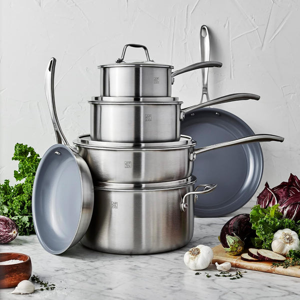 Spirit 3-Ply 10-Pc Stainless Steel Ceramic Nonstick Pots and Pans Set, Dutch Oven, Fry Pan8