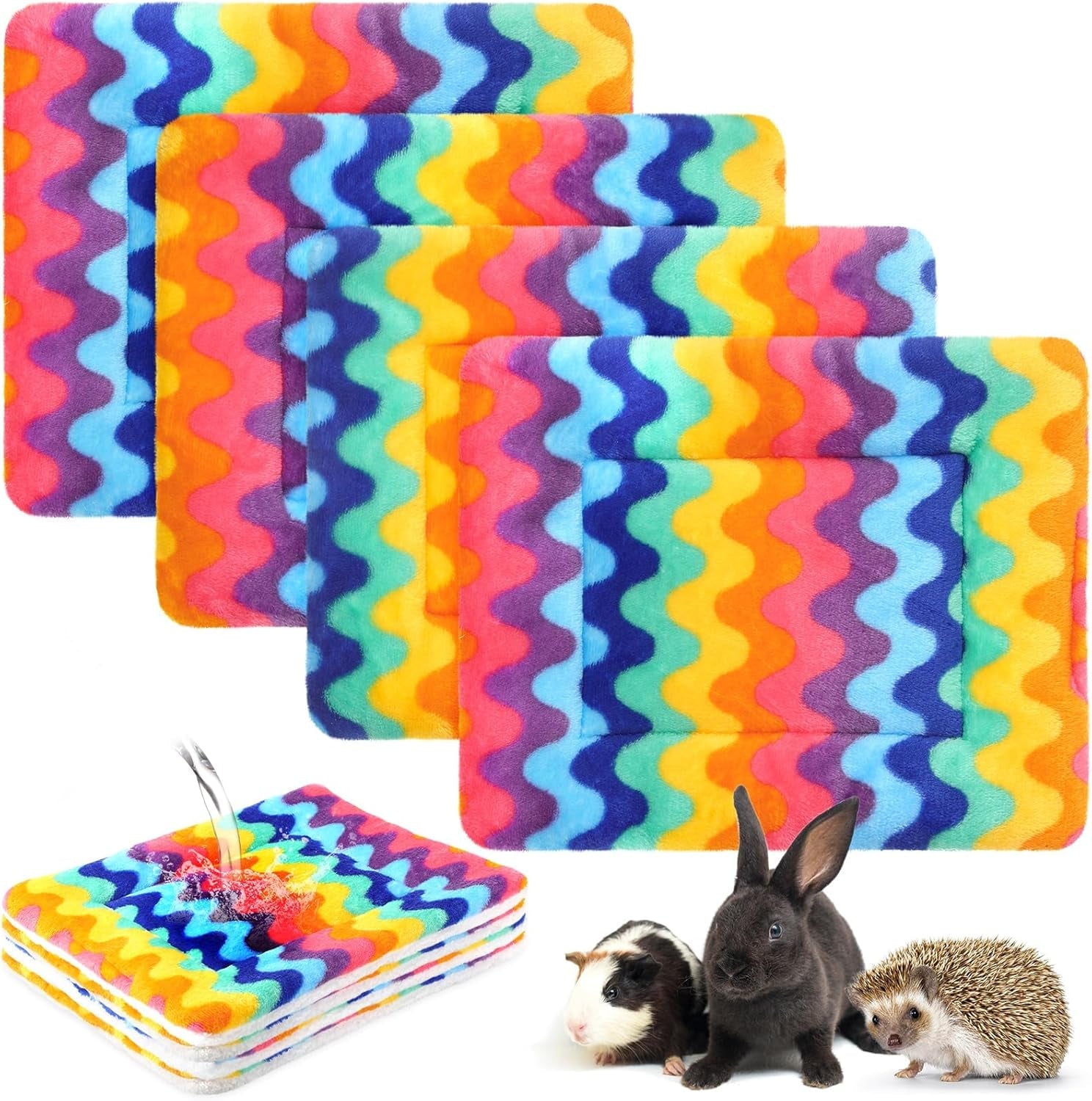 haull-4-pcs-waterproof-guinea-pig-bedding-soft-dog-cat-bed-crate-mat-small-animal-plush-cage-liners-rabbit-bunny-kennel-pad-reversible-cozy-pee-thickened-hamster-padtie-dyed-13-x-10-inch