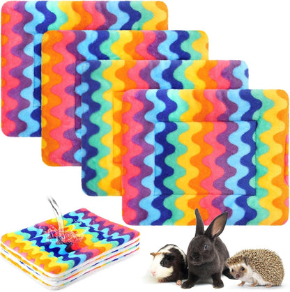 Haull 4 Pcs Waterproof Guinea Pig Bedding Soft Dog Cat Bed Crate Mat Small Animal Plush Cage Liners Rabbit Bunny Kennel Pad Reversible Cozy Pee Thickened Hamster Pad(Tie Dyed,13 X 10 Inch)8