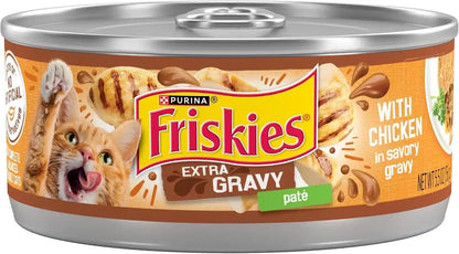Purina Friskies Gravy Pate, Wet Cat Food Extra Gravy Pate with Chicken in Savory - (Pack of 24) 5.5 Oz. Cans1