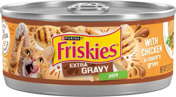 Purina Friskies Gravy Pate, Wet Cat Food Extra Gravy Pate with Chicken in Savory - (Pack of 24) 5.5 Oz. Cans1