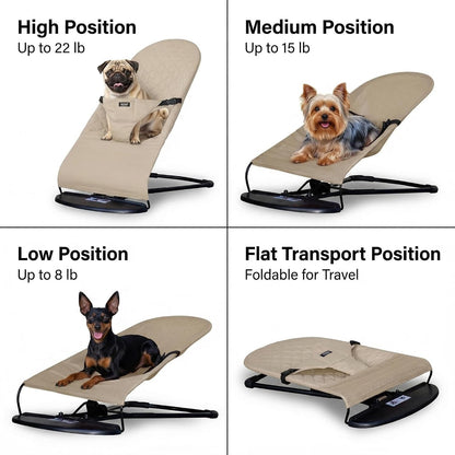 Cat & Dog Rocking Chair - Bouncer Bed for Frenchie, French Bulldog Lounge, Outdoor Portable Foldable Pet Furniture. Adjustable Height, Breathable Mesh, Safety Harness for Small Animals & Puppies6