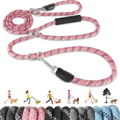 Lukovee Hands Free Dog Leash, 10FT Adjustable Training Lead 1/2 Inch Nylon Heavy Duty Lead No Pull for Large Medium Dogs, Tangle Free Reflective Waist-Leash for Walking Running, Black10