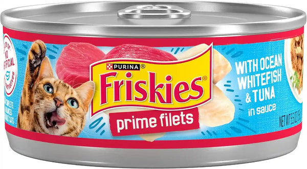 Purina Friskies Prime Filets with Ocean Whitefish and Tuna in Sauce High Protein Wet Cat Food - (Pack of 24) 5.5 Oz. Cans1
