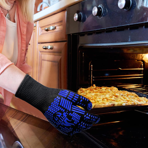 BBQ Gloves, 1472°F Heat Resistant with Silicone Grip Oven Mitts | Non-Slip Grip, for BBQ, Grilling, Oven, Smoker, Cooking and Baking4