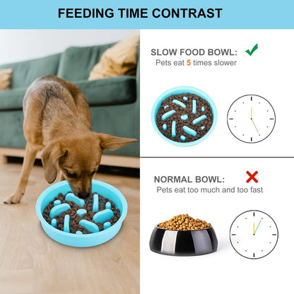 Anipaw Slow Feeder Dog Bowls 3 in 1 Stainless Steel Food and Water Bowls with Non-Spill and Skid Silicone Mat to Slow down Eating for Large Medium Small Breed Size Dogs and Cats | Durable, Non-Spill & Non-Skid with Silicone Mat Design, Slow down Eating, Suitable for Small Medium Large Dogs and Cats2