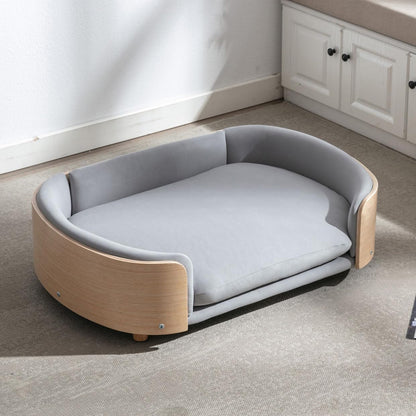 Elevated Dog Bed Pet Sofa with Solid Wood Legs and Bent Soft Backrest, Pet Cat Stool Bed with Velvet Cushion,For Small and Medium Size Dogs Kitten, Mid Size13