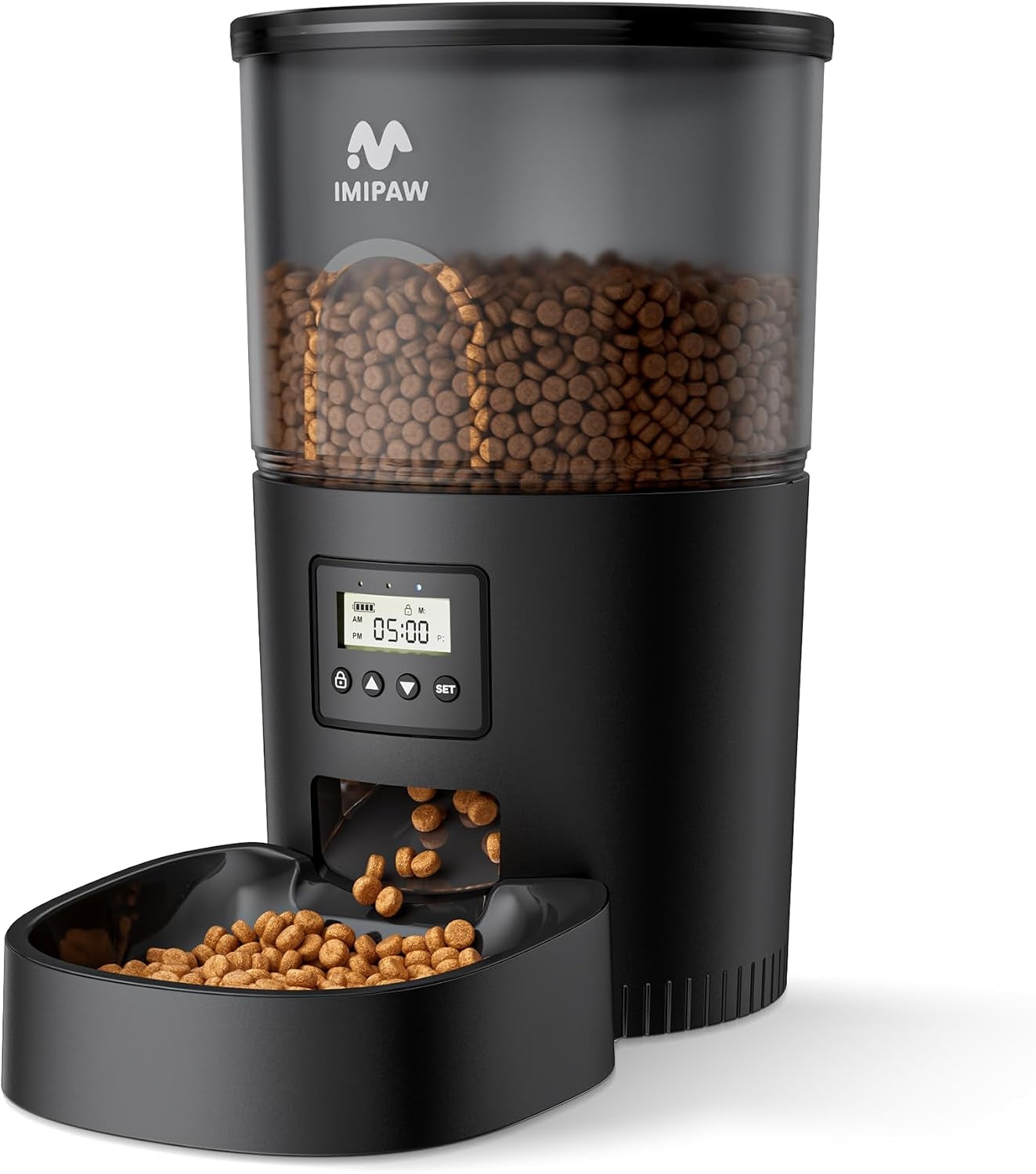 imipaw-automatic-cat-feeders-timed-cat-dry-food-dispenser-with-desiccant-bag-dual-power-supply-programmable-portion-size-6-meals-20-portions-per-day-auto-pet-feeder-for-cats-and-small-dog-white