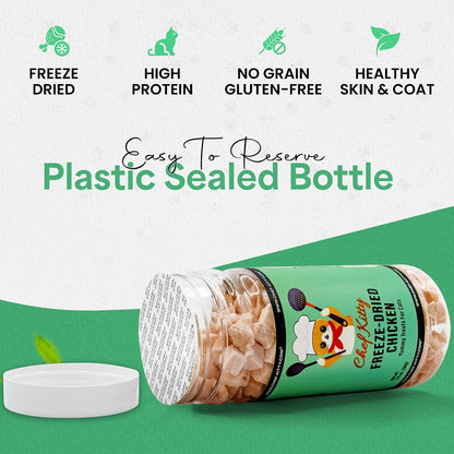 Freeze Dried Chicken Cat Treats | Healthy Dog Food Toppers 100% Human Grade | Single Ingredient, Grain Free Chicken Dog Treats | Inspected & Tested in USA | No Additives or Preservatives, 3.5 Oz7