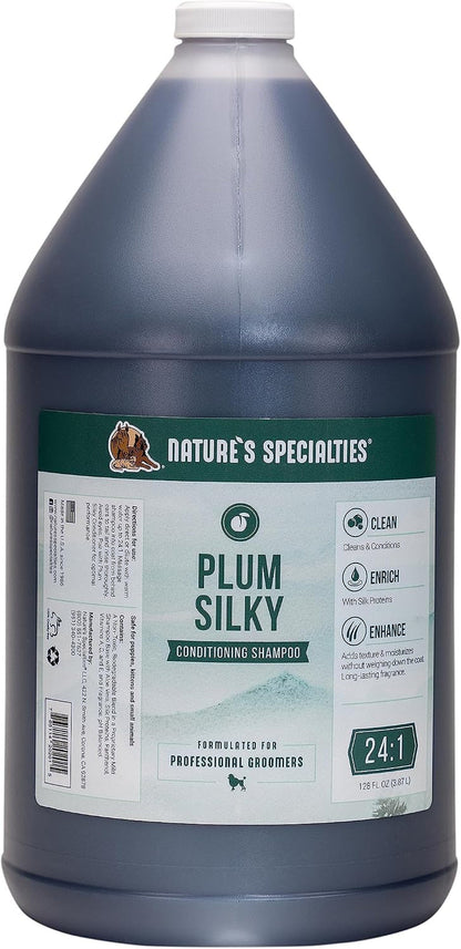 Nature'S Specialties Plum Silky Ultra Concentrated Dog Shampoo Conditioner, Makes up to 3 Gallons, Natural Choice for Professional Pet Groomers, Silk Proteins, Made in USA, 16Oz10