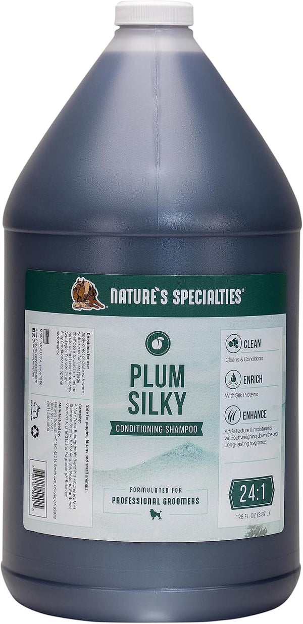 Nature'S Specialties Plum Silky Ultra Concentrated Dog Shampoo Conditioner, Makes up to 3 Gallons, Natural Choice for Professional Pet Groomers, Silk Proteins, Made in USA, 16Oz10