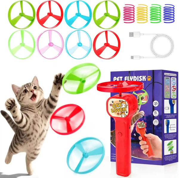 BABORUI Cat Toy Disc Launcher, Rechargeable Interactive Cat Fetch Toy Launcher with 8 Flying Discs, Flying Enrichment Toys for Indoor Bored Kittens & Adult Cats (Yellow)12