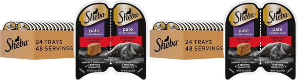 Sheba Perfect Portions Pate Wet Cat Food, Savory Chicken, 2.6 Oz, 24 Ct | Grain-Free, 48 Servings, No Fillers, Made in USA, Real Meat, Complete & Balanced, Essential Vitamins, Twin-Pack Trays20