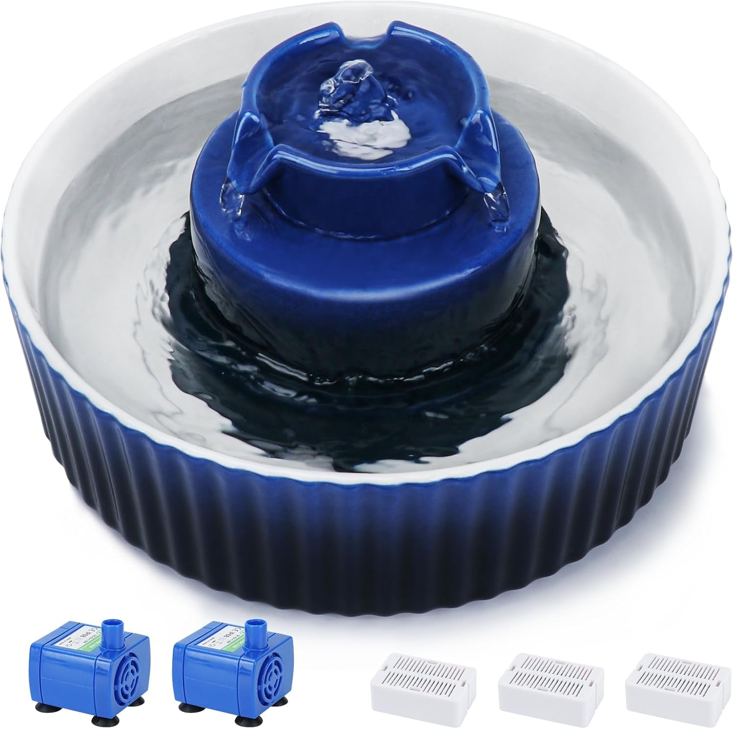 lawfery-ceramic-cat-water-fountain-2-1l-71oz-cupcake-pet-fountain-3-carbon-filters-2-quiet-pumps-heavy-ceramic-body-and-360-drinking-area-drinking-bowl-for-indoor-cats-and-small-dogs
