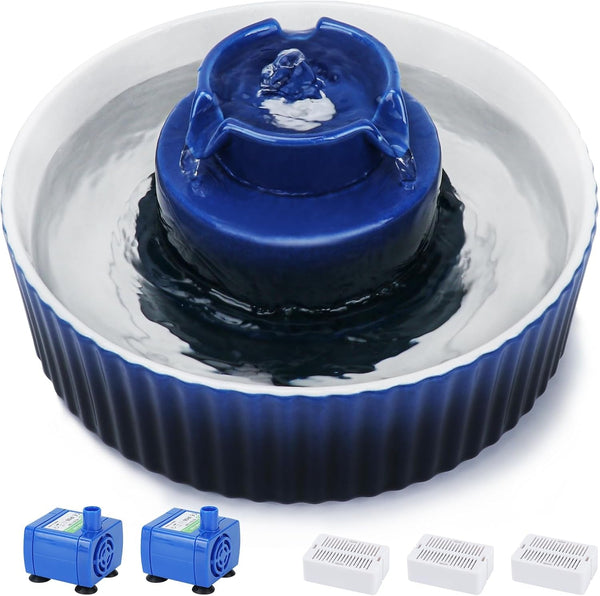 Lawfery Ceramic Cat Water Fountain, 2.1L/71Oz Cupcake Pet Fountain | 3 Carbon Filters, 2 Quiet Pumps, Heavy Ceramic Body, and 360° Drinking Area, Drinking Bowl for Indoor Cats and Small Dogs8