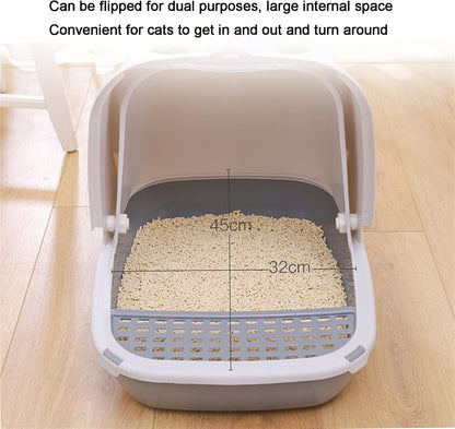 Dog Potty Training Toilet ﻿ Cat Litter Box Pan with Scoop and Hooded Cover Cute Large Cats Toilet Pet Kitty Enclosed Easy Clean(A)3