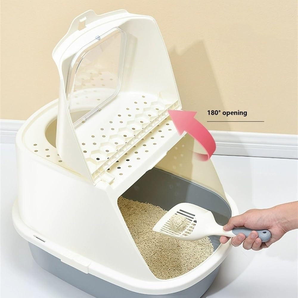 pet-supplies-cat-litter-box-with-scoop-enclosed-design-for-large-cats-easy-cleanpink