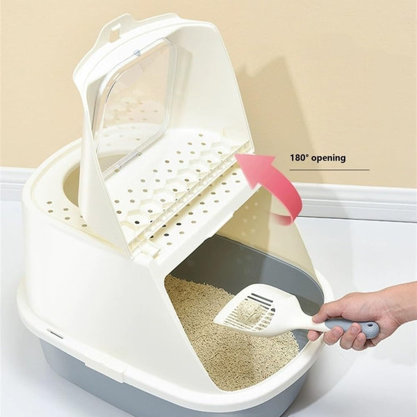 Pet Supplies, Cat Litter Box with Scoop,Enclosed Design for Large Cats, Easy Clean(Pink)5