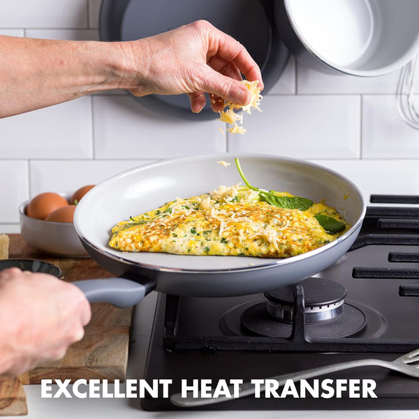 Dover Healthy Ceramic Nonstick, 8" Frying Pan Skillet, Pfas-Free, Dishwasher Safe, Comfort Grip Handle, Grey4