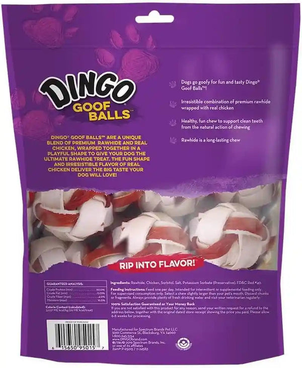 Dingo Goof Balls Rawhide Treats for Small Dogs, with Real Chicken, 15 Ct | Long-Lasting Rawhide Chew Wrapped with Real Chicken, Natural Chewing Action Promotes Clean Teeth, for Adult Dogs2