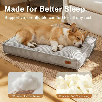 FUKUMARU 5.5-Inch Thick Dog Bed Mat, Washable Cat Bed with Waterproof Lining, Orthopedic Dog Beds for Senior Dogs, Cozy Flat Dog Kennel Bed for Crate, Non-Slip Pet Pillow Bed, Grey3