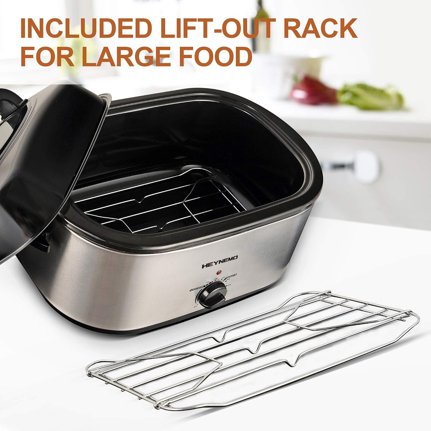 22-quart-electric-roaster-oven-roaster-oven-turkey-roaster-electric-electric-roaster-selfbasting-lid-removable-pan-full-range-temperature-control-cool-touch-handles-silver-body-black-lid